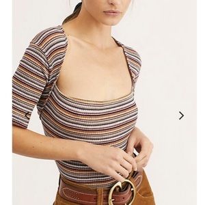 Free People Striped Wild Square Neck